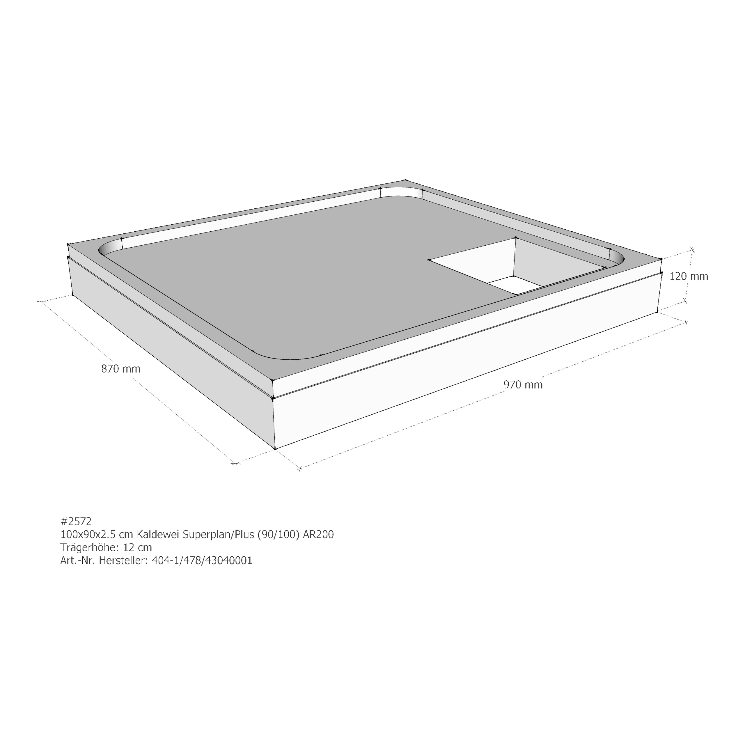 Duschwannenträger für Kaldewei Superplan (Plus) 90 × 100 × 2,5 cm