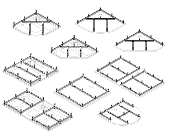 Hoesch Untergestell für Duschwanne „Muna“ 4228, 4230, 4232, 4234, 4236, rechts 90 × 120 cm