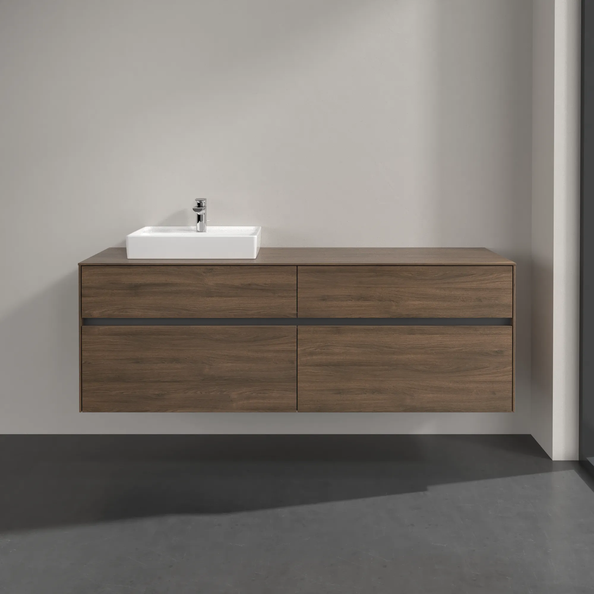Villeroy & Boch Waschbeckenunterschrank Collaro Arizona Oak, 1.600 x 548 x 500 mm, mit Beleuchtung und SoftClosing Villeroy & Boch Waschbeckenunterschrank Collaro Arizona Oak, 1.600 x 548 x 500 mm, mit Beleuchtung und SoftClosing