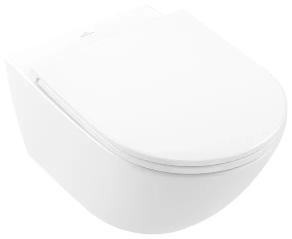 Wand-Tiefspül-WC Combi-Pack „Universo Twistflush“ 37 × 36 × 56 × 56 cm in Weiß Alpin, ohne Spülrand, Abgang waagerecht, Soft Closing, Quick Release