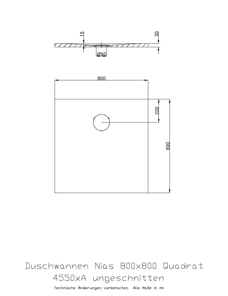 Hoesch quadrat Duschwanne „Nias“ mit strukturierter Oberfläche 80 × 80 cm in Weiß