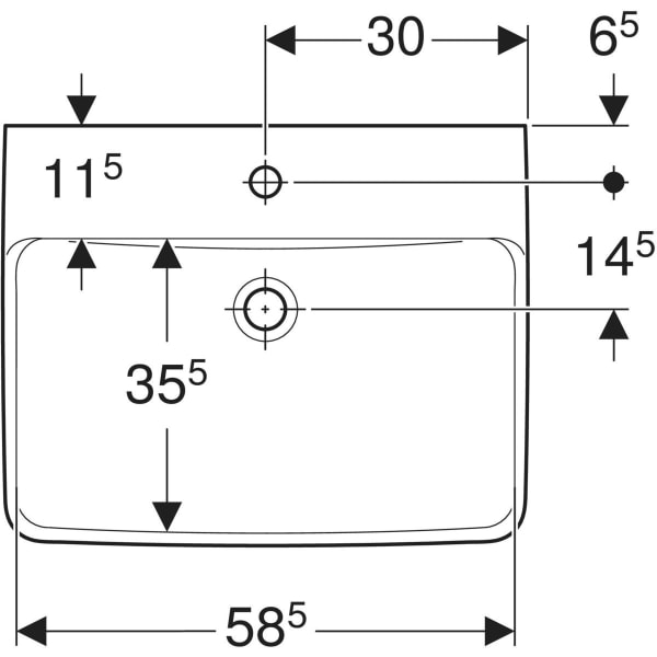 Wandwaschtisch „Renova Plan“, rechteckig 60 × 48 cm in weiß alpin