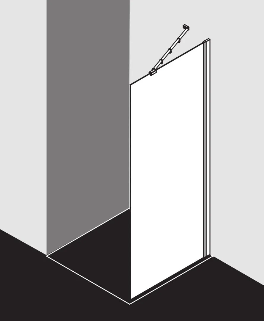 Kermi Duschdesign IBIZA 2000, WALK-IN, H 1850 mm, Gesamtbreite 725-755 mm, Silber Mattglanz