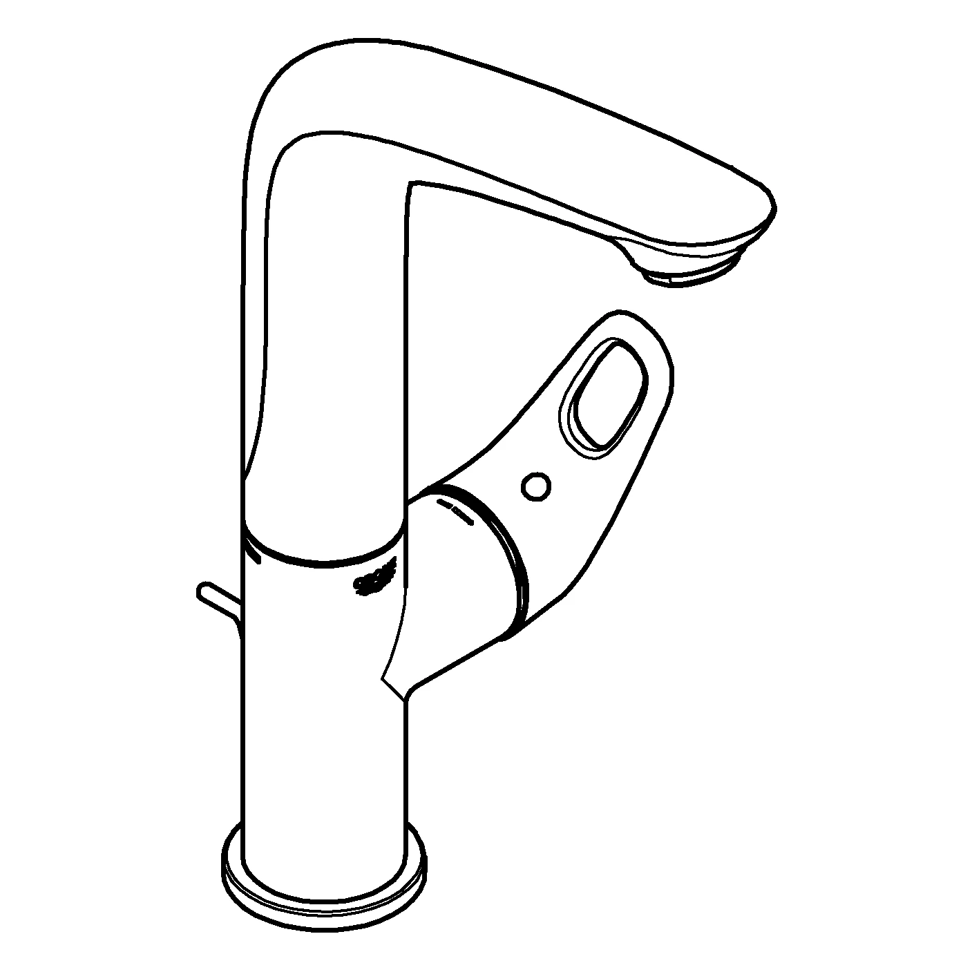 Einhand-Waschtischbatterie Eurostyle 23569_3, L-Size, Einlochmontage, offener Metall-Hebelgriff, Zugstangen-Ablaufgarnitur 1 1/4'', chrom