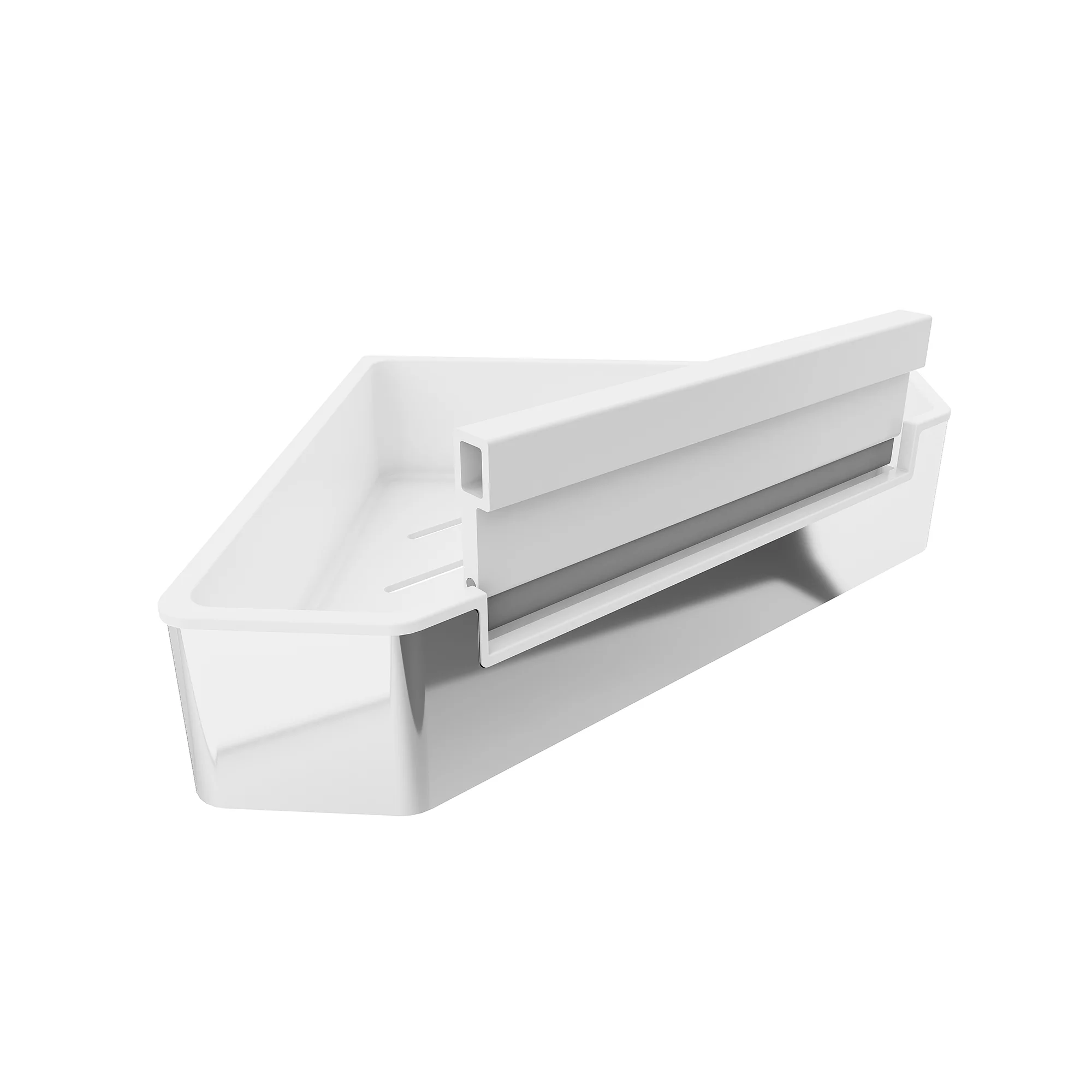 Breuer Duschkorb mit integriertem Glasabzieher, Fünfeck, weiß/chrom, Sondermaß Breuer Duschkorb mit integriertem Glasabzieher, Fünfeck, weiß/chrom, Sondermaß
