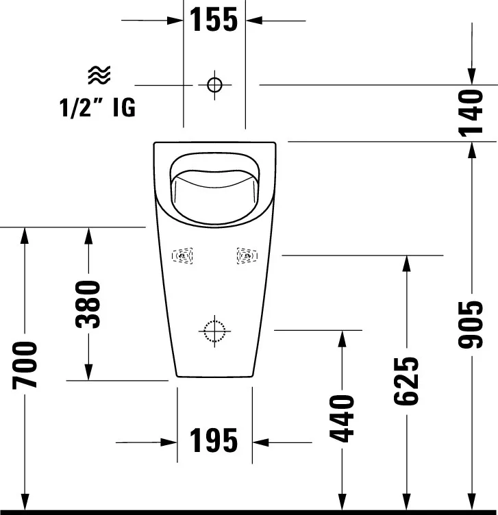 Urinal ME by Starck rimless, weiß Zulauf von oben, HyG Urinal ME by Starck rimless, weiß Zulauf von oben, HyG