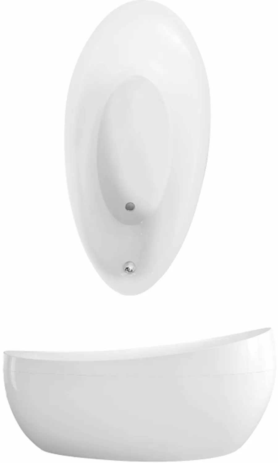 Villeroy & Boch Badewanne „Aveo“ freistehend oval 190 × 95 cm, Fußablauf in Weiß Alpin