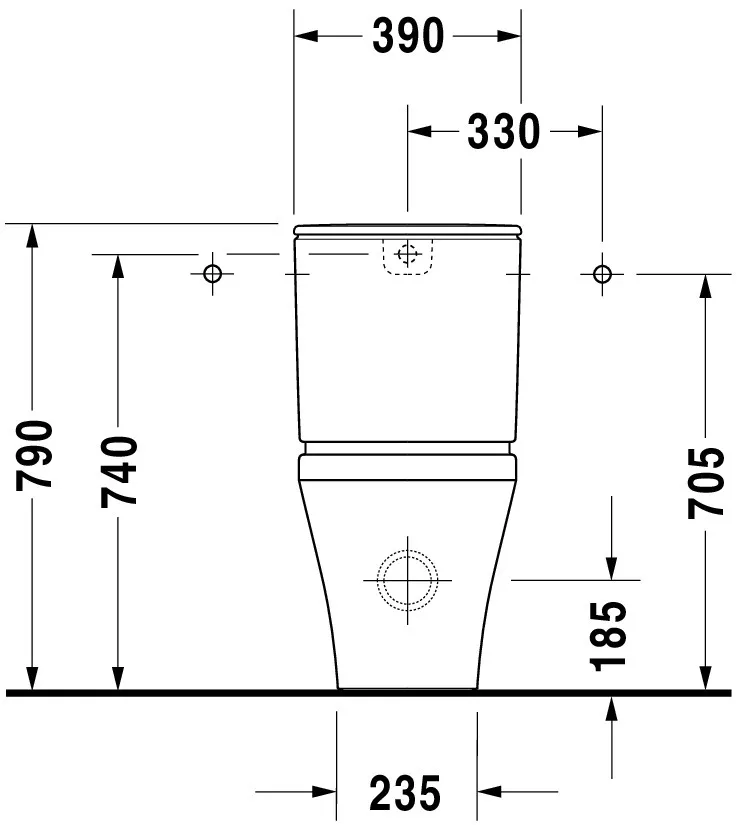 Stand-WC Kombi DuraStyle 630 mm Tiefspüler,f.SPK, Abg.Vario,weiß,HYG