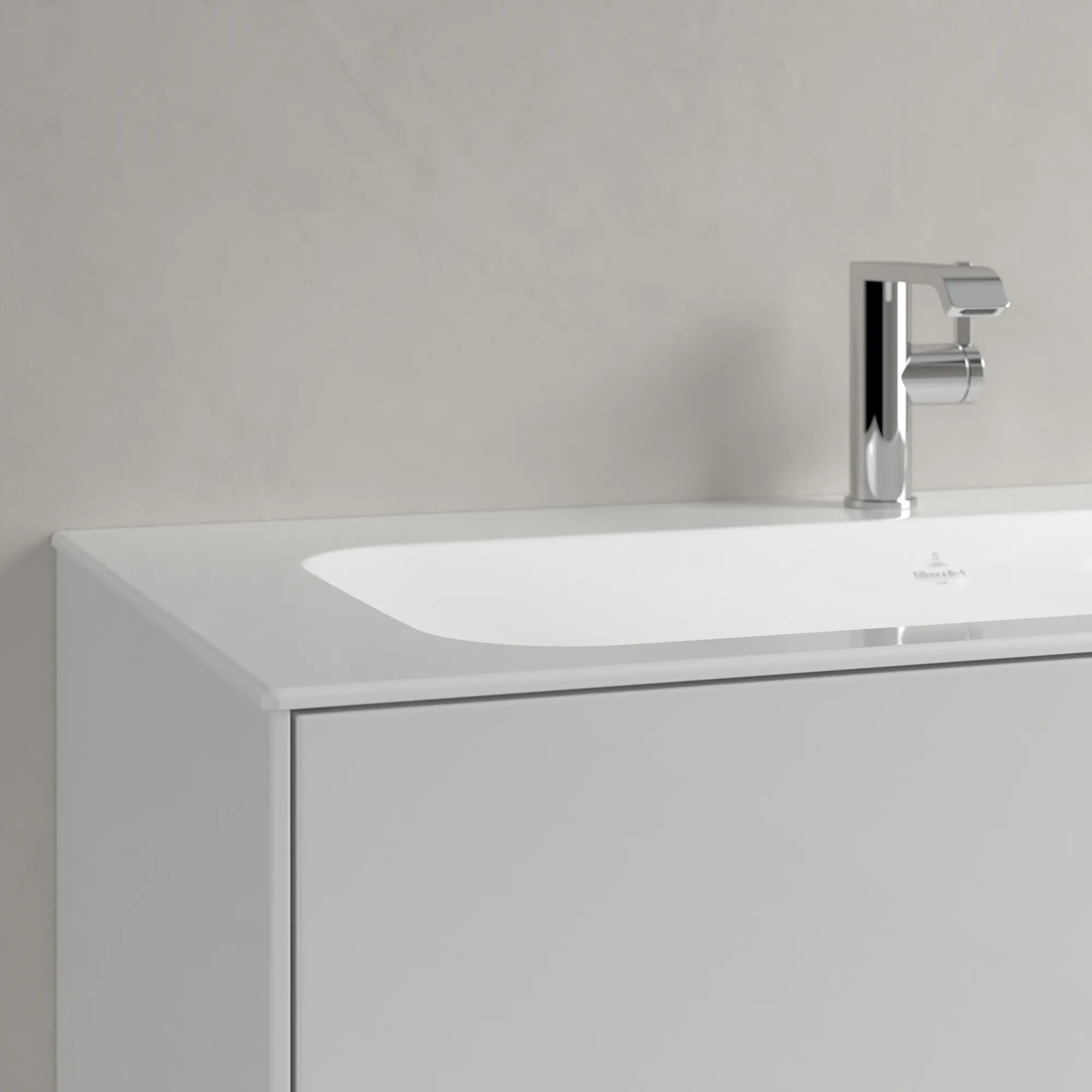 Villeroy & Boch Schrankwaschtisch aus TitanCeram „Finion“ 1000 × 500 × 160 mm, mit Hahnlochbohrung, Hahnlochposition mittig in Weiß Alpin, mit CeramicPlus Villeroy & Boch Schrankwaschtisch aus TitanCeram „Finion“ 1000 × 500 × 160 mm, mit Hahnlochbohrung, Hahnlochposition mittig in Weiß Alpin, mit CeramicPlus