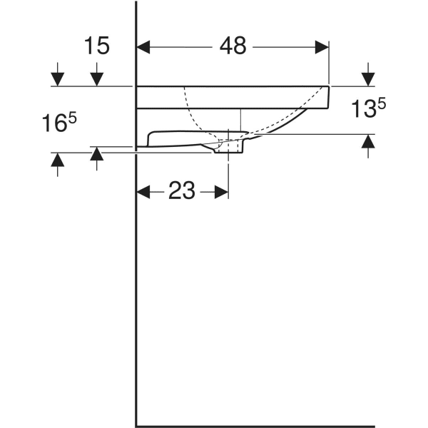 Wandwaschtisch mit Ablagefläche „Acanto“, rechteckig, Ablagefläche links und rechts 90 × 48,2 cm in weiß alpin