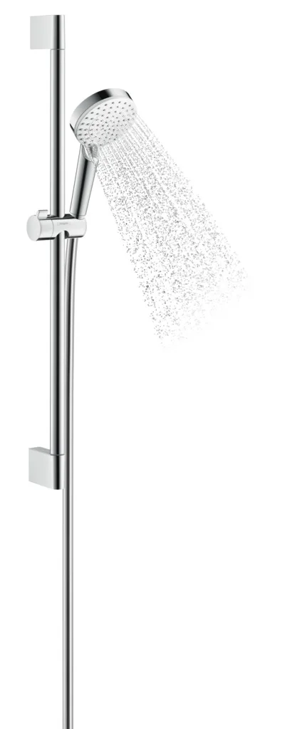 Hansgrohe Crometta Brausenset Vario EcoSmart+ – Handbrause mit 100 mm Kopf, Rain & IntenseRain Strahl, 4,8 l/min Durchfluss, 65 cm Brausestange, weiß/chrom Hansgrohe Crometta Brausenset Vario EcoSmart+ – Handbrause mit 100 mm Kopf, Rain & IntenseRain Strahl, 4,8 l/min Durchfluss, 65 cm Brausestange, weiß/chrom