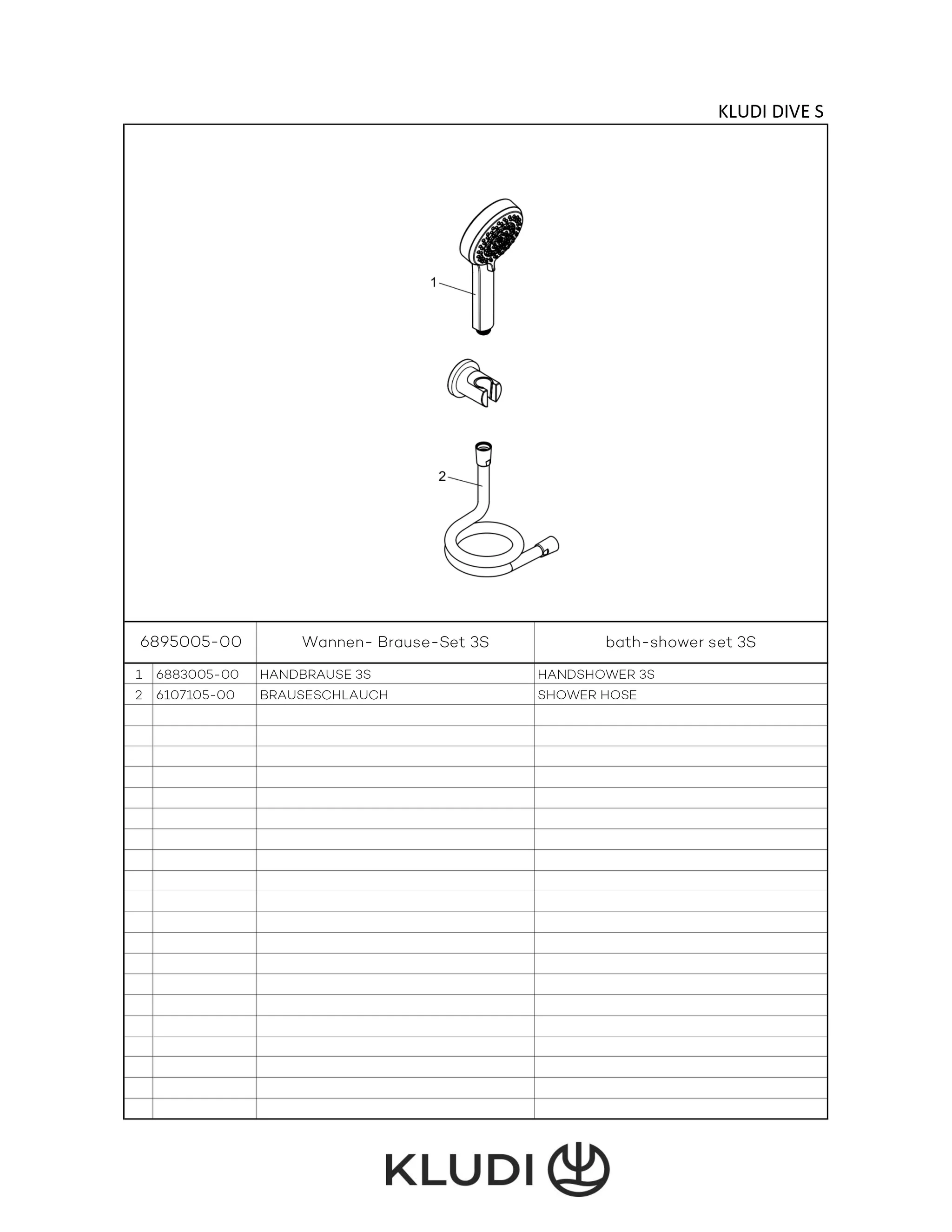 Kludi-DIVE Wannen-Brause-Set Dive S 3S chrom - Handbrause mit 3 Strahlarten, 15 l/min Durchfluss, G1/2 Anschluss, 1.250 mm Brauseschlauch Kludi-DIVE Wannen-Brause-Set Dive S 3S chrom - Handbrause mit 3 Strahlarten, 15 l/min Durchfluss, G1/2 Anschluss, 1.250 mm Brauseschlauch