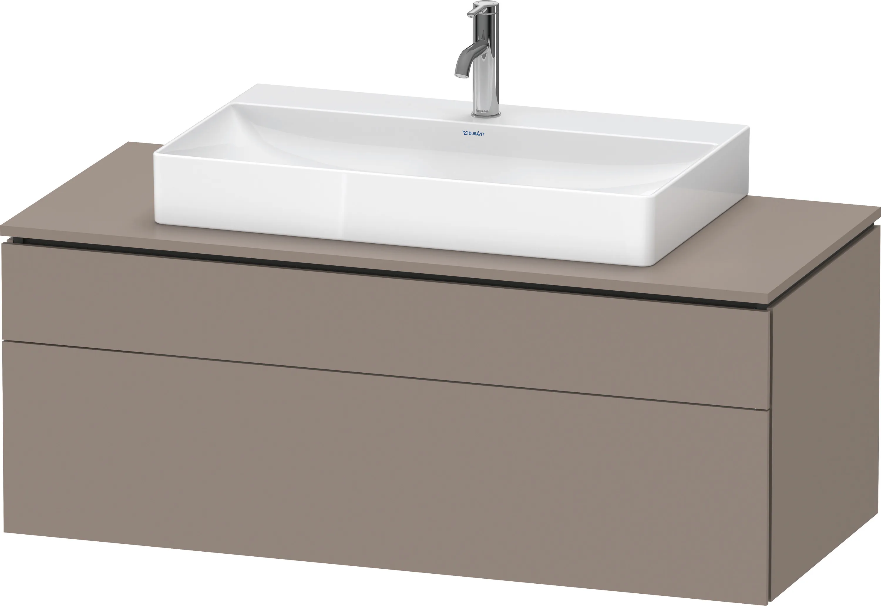 Duravit Waschtischunterschrank wandhängend „L-Cube“ 122 × 48,2 × 55 cm Basalt Matt, mittig