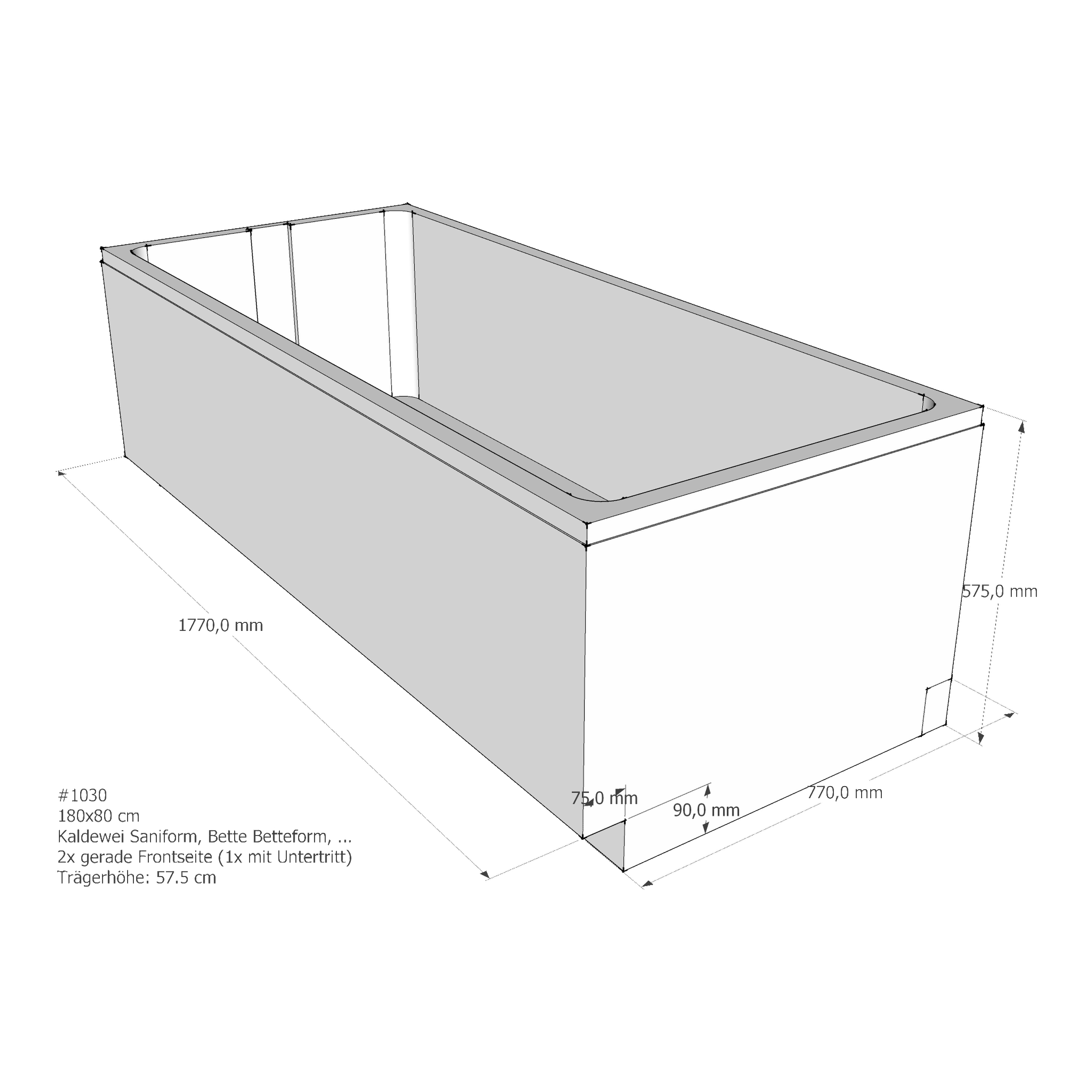 Badewannenträger für BetteForm/Set/Classic, Kaldewei Saniform Plus/DynaSet/SentoStar 180 × 80 cm Badewannenträger für BetteForm/Set/Classic, Kaldewei Saniform Plus/DynaSet/SentoStar 180 × 80 cm