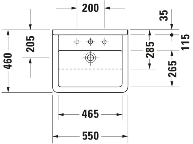Einbauwaschtisch „Starck 3“, mit Überlauf, Hahnlochposition mittig Einbauwaschtisch „Starck 3“, mit Überlauf, Hahnlochposition mittig