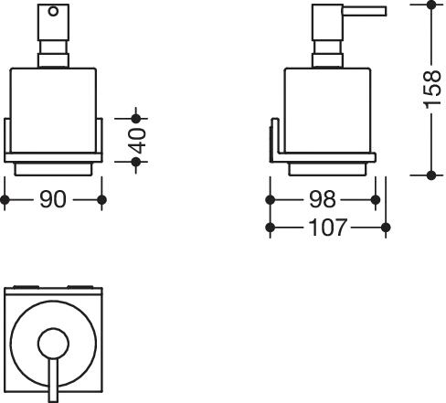 Seifenspender mit Halter Sys 900 Q, Glasbehälter, plvb weiß tiefmatt Seifenspender mit Halter Sys 900 Q, Glasbehälter, plvb weiß tiefmatt