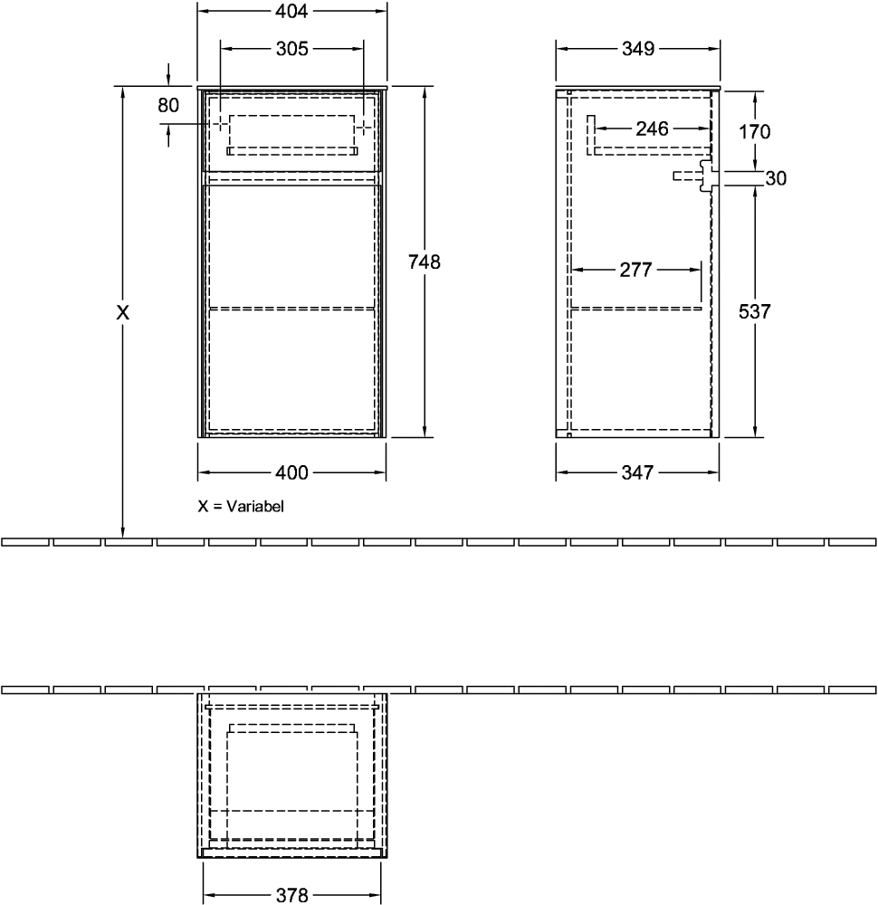 Villeroy & Boch Seitenschrank „Collaro“ 1 Tür, 1 Auszug / Schublade 40,4 × 74,8 × 34,9 cm 1 Tür, Anschlag (Scharnier) rechts, 1 Auszug / Schublade Villeroy & Boch Seitenschrank „Collaro“ 1 Tür, 1 Auszug / Schublade 40,4 × 74,8 × 34,9 cm 1 Tür, Anschlag (Scharnier) rechts, 1 Auszug / Schublade