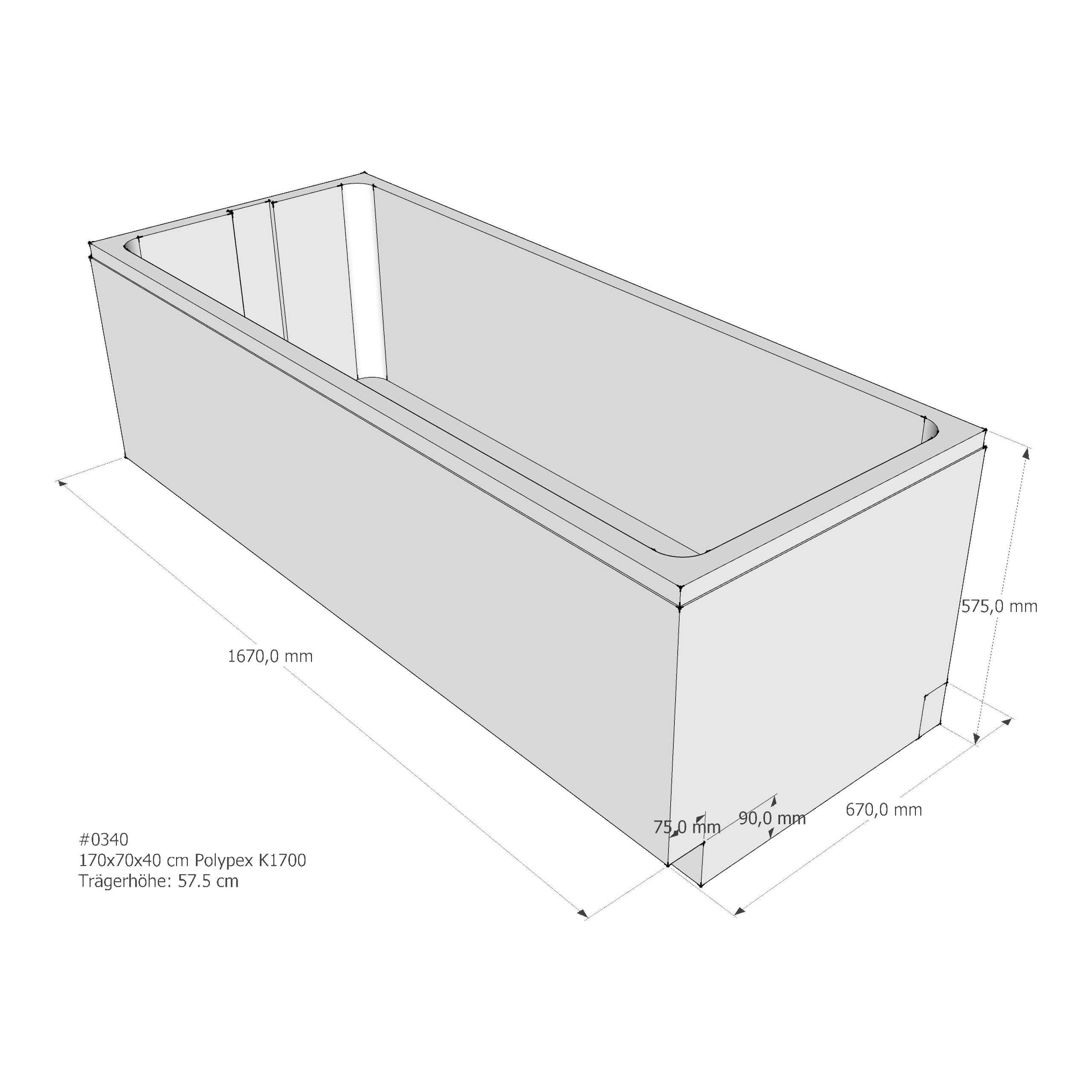 Badewannenträger für Polypex K1700 170 × 70 × 40 cm