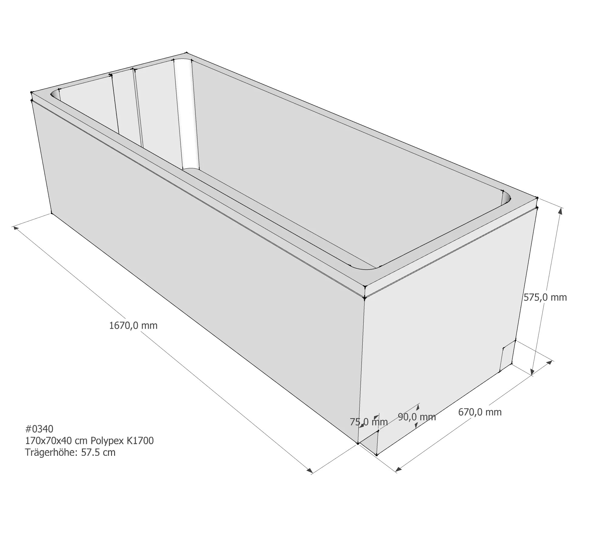 Badewannenträger passend für Polypex K1700 170 × 70 × 40 cm Badewannenträger passend für Polypex K1700 170 × 70 × 40 cm