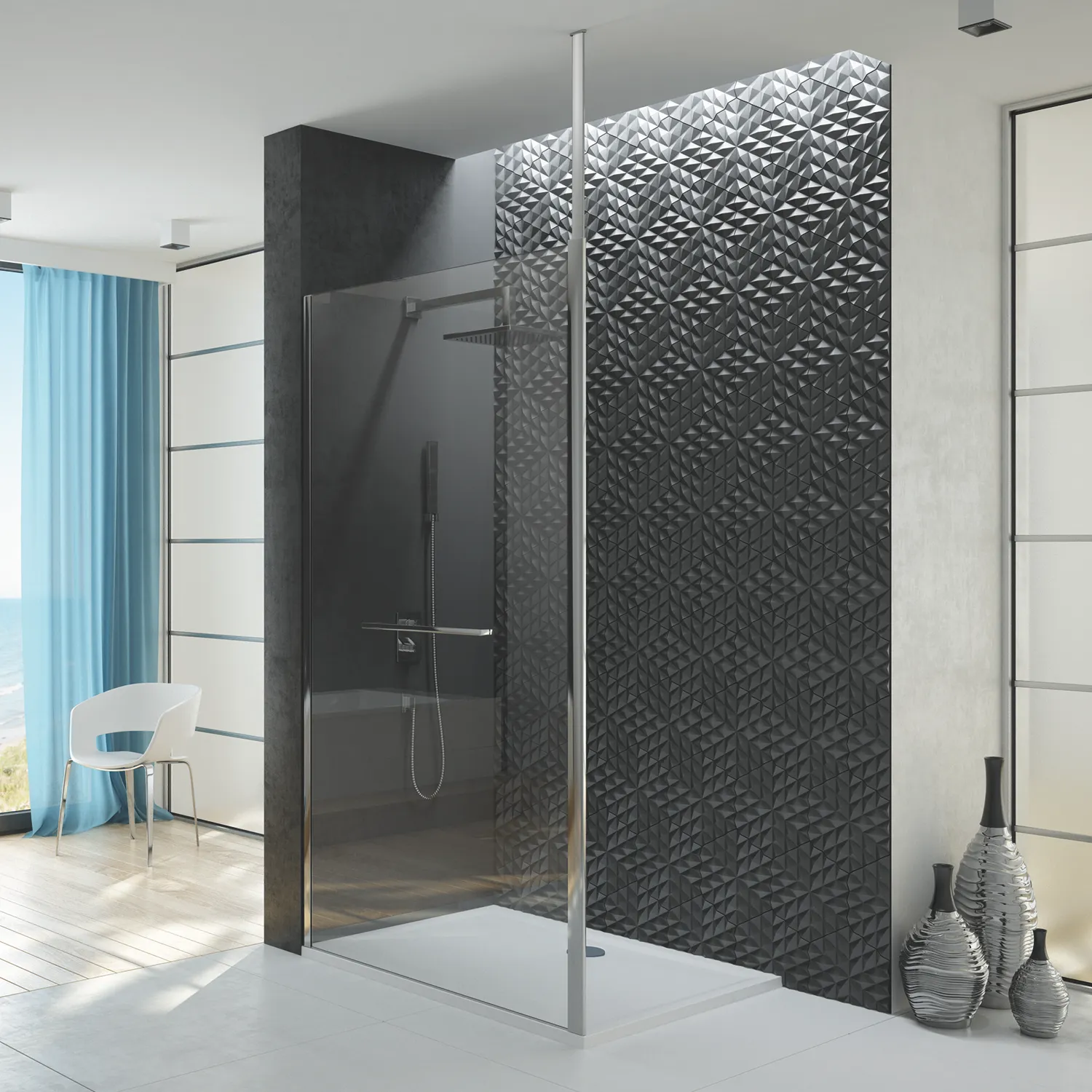 Hoesch Walk-In-Duschkabine für Ecke „Muna“ Profile eloxal silber, H: 2100 mm Hoesch Walk-In-Duschkabine für Ecke „Muna“ Profile eloxal silber, H: 2100 mm