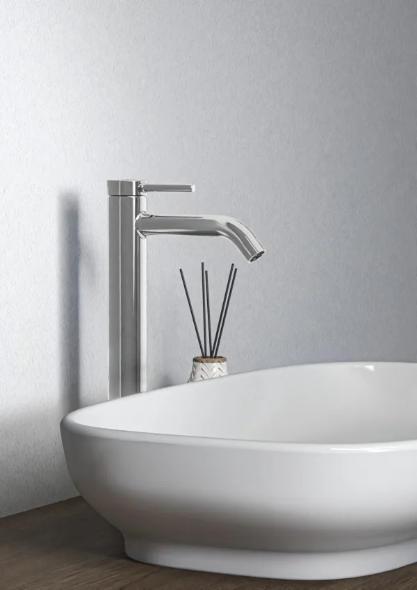 Waschtischarmatur Ceraline Nuovo Ausladung 135mm verlängerter Sockel mit Push-Open Ventil Chrom Waschtischarmatur Ceraline Nuovo Ausladung 135mm verlängerter Sockel mit Push-Open Ventil Chrom