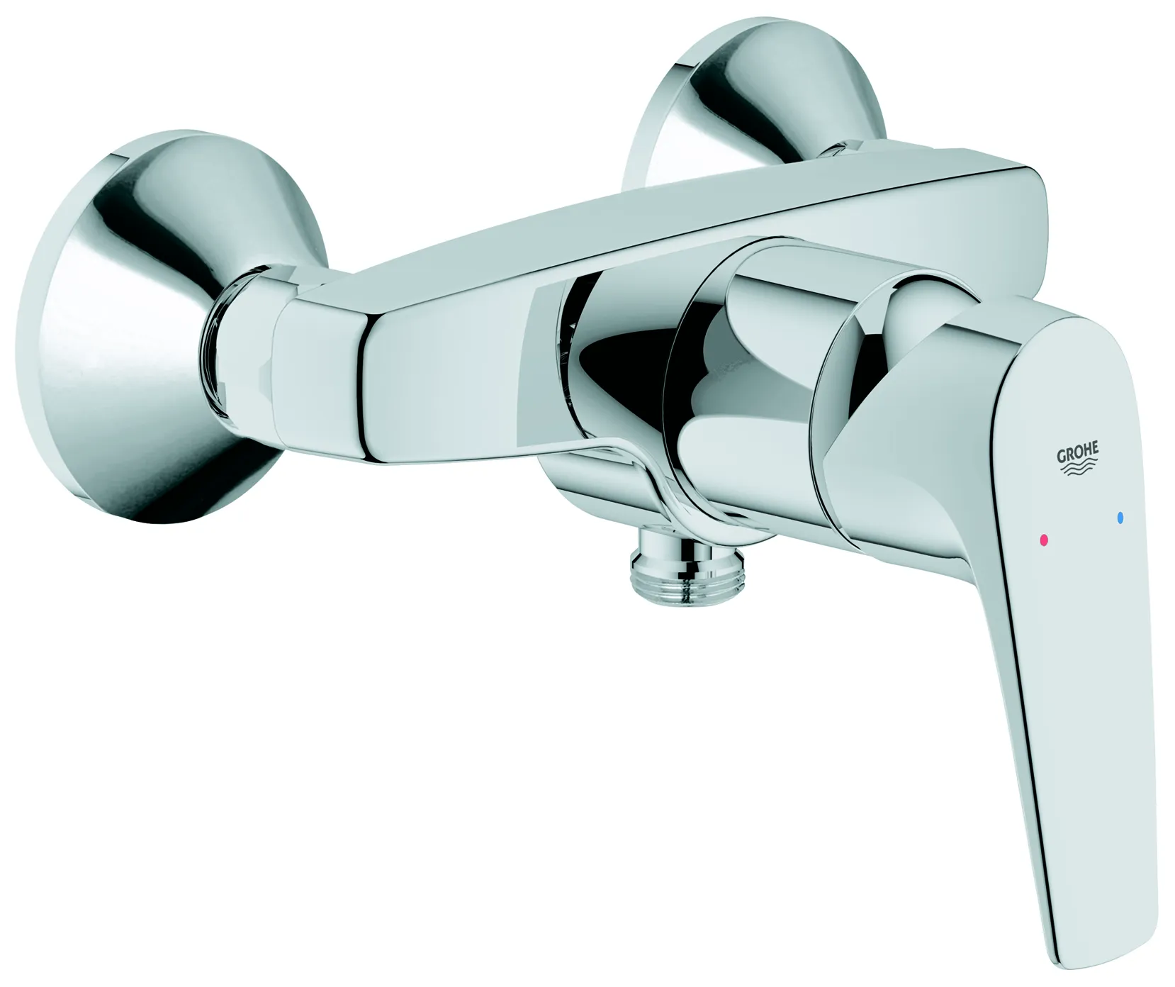 Einhand-Brausebatterie BauFlow 23755, Wandmontage, eigensicher, chrom Einhand-Brausebatterie BauFlow 23755, Wandmontage, eigensicher, chrom