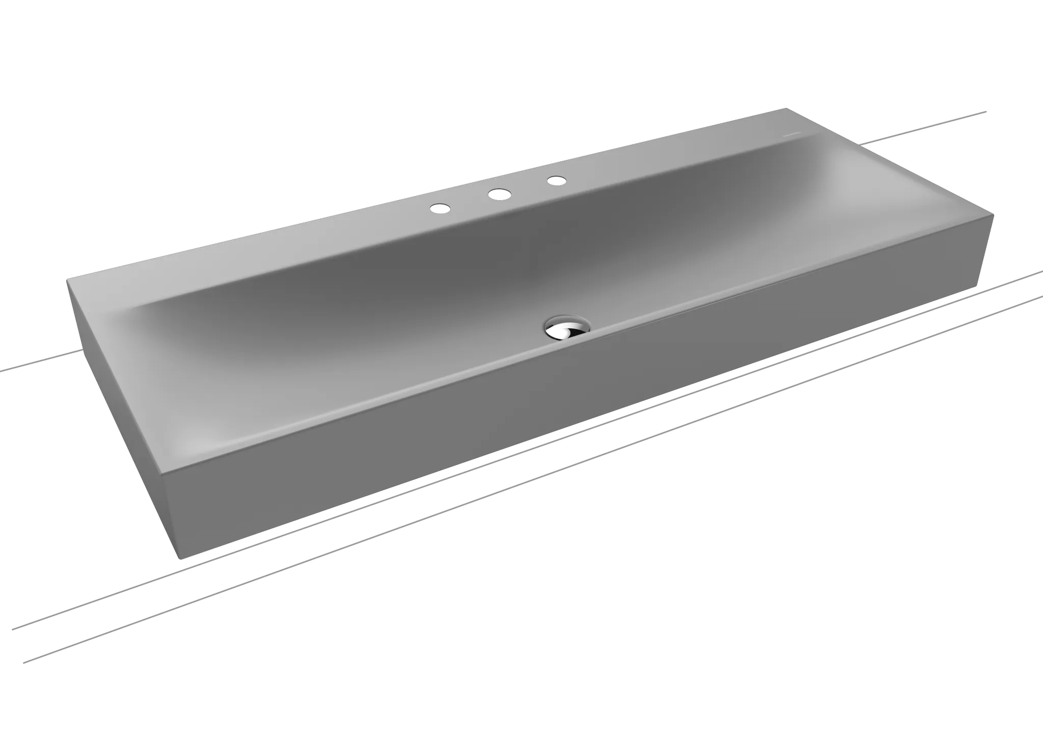 Doppelwaschtisch „Silenio“ 120 × 46 cm, ohne Hahnlochbohrung in cool grey 30, mit Perl-Effekt