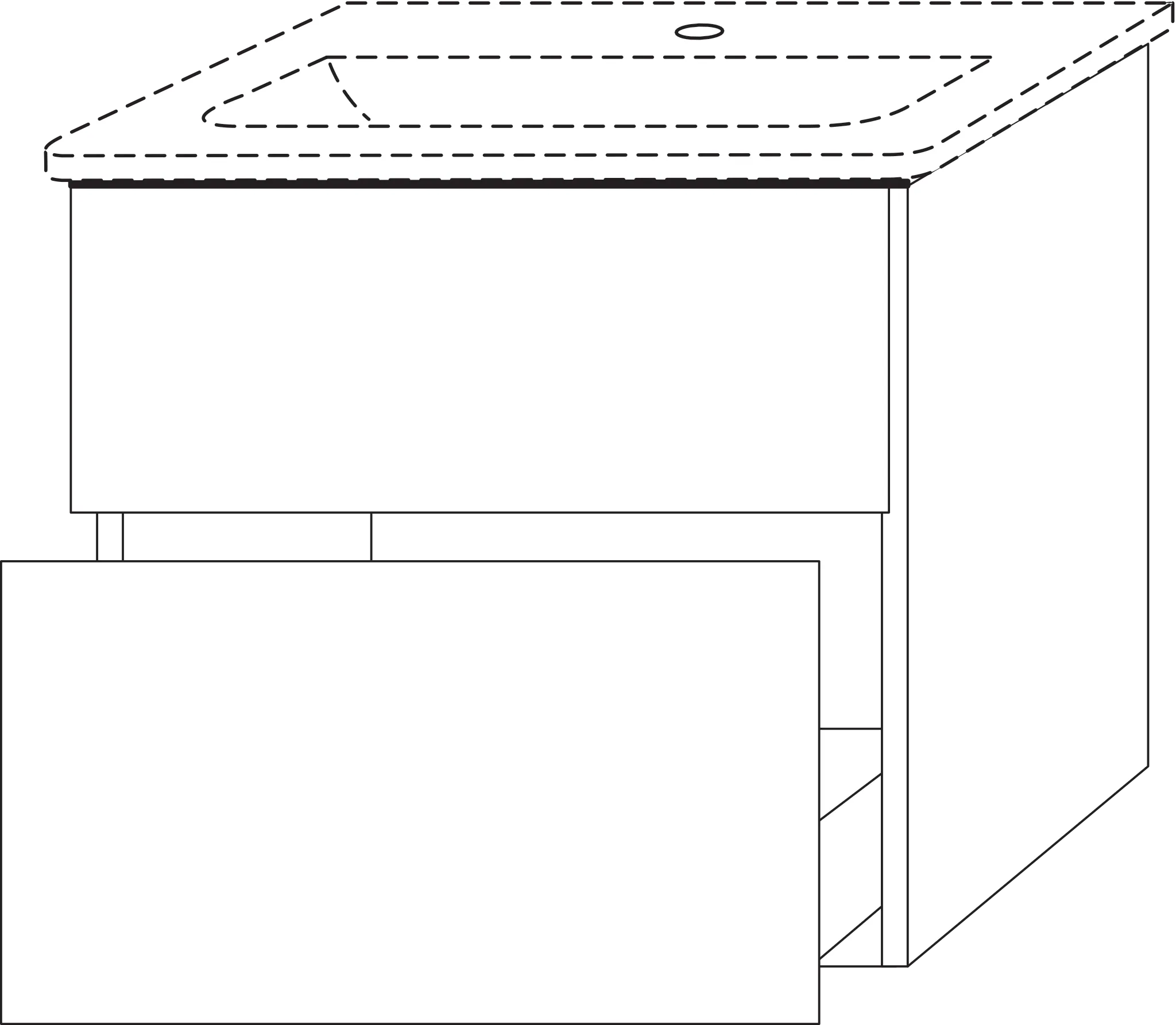 Waschtischunterbau mit Auszügen 3way (UP641) 585x590x437 Graphit-Matt