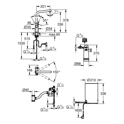 Armatur und Boiler Red Duo 30327_1, Größe M, L-Auslauf, Einlochmontage, chrom Armatur und Boiler Red Duo 30327_1, Größe M, L-Auslauf, Einlochmontage, chrom
