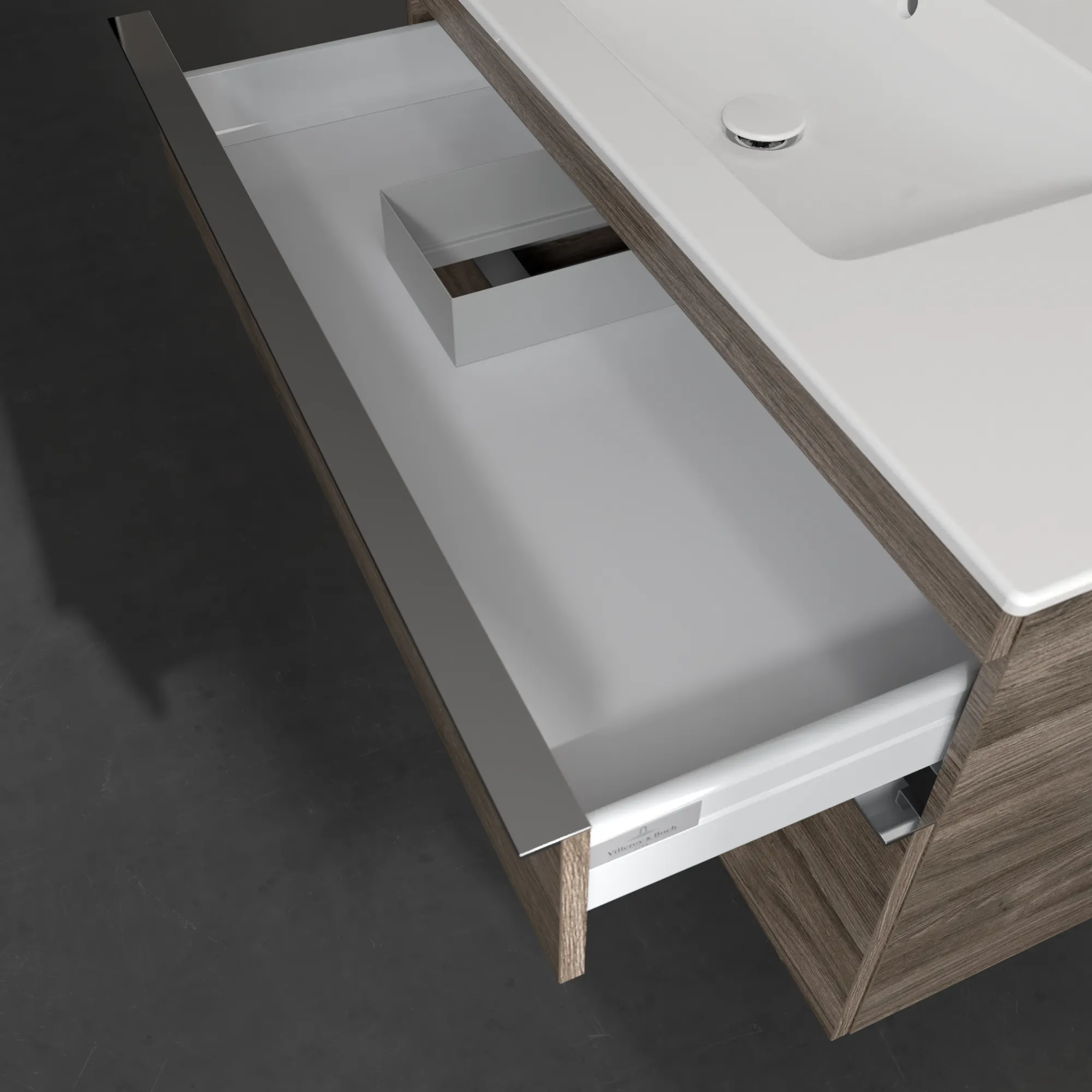 Villeroy & Boch Waschtischunterschrank „Venticello“ für Schrankwaschtisch 953 × 590 × 502 mm Stone Oak, für Becken links