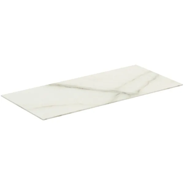Waschtischplatte Conca, aus Keramik, 802x373x6mm, Marmor Noir Desir