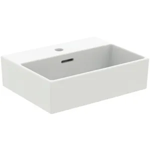 Waschbecken „Extra“ 45 × 35 × 15 cm, Hahnlochposition mittig in Seidenweiß Waschbecken „Extra“ 45 × 35 × 15 cm, Hahnlochposition mittig in Seidenweiß