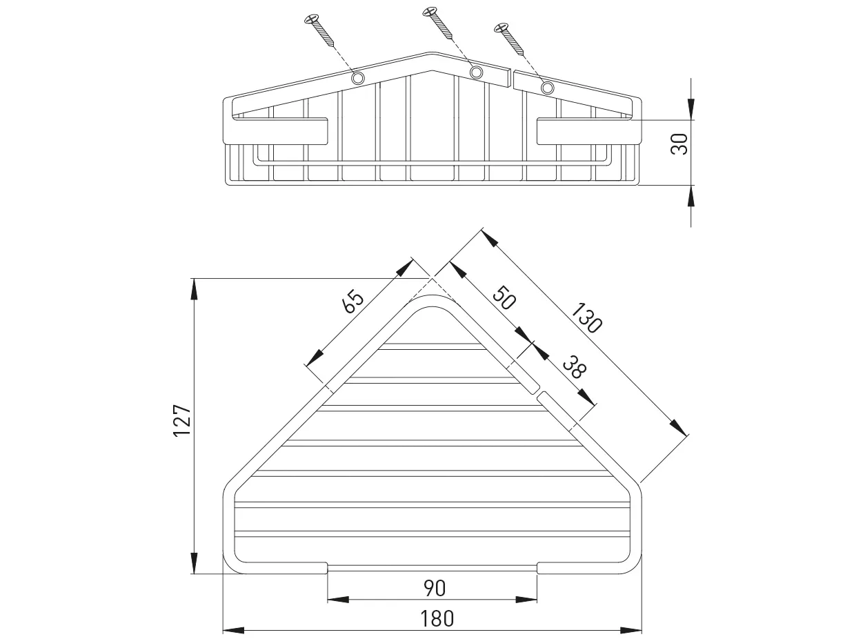 ASW Eck-Seifenkorb, Befestigung verdeckt 130 × 180 × 35 mm ASW Eck-Seifenkorb, Befestigung verdeckt 130 × 180 × 35 mm