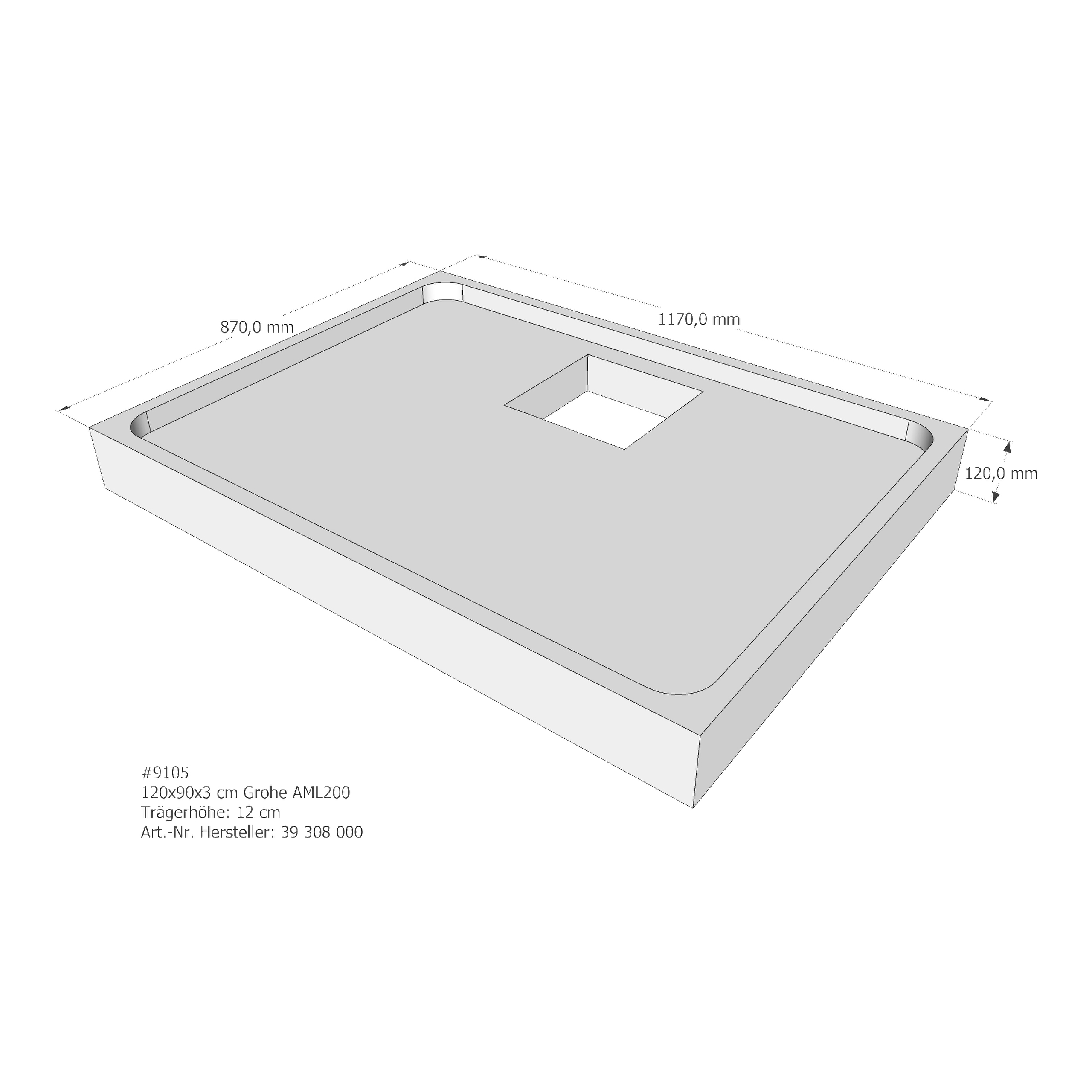 Duschwannenträger für Grohe Acryl Duschwanne 120 × 90 × 3 cm