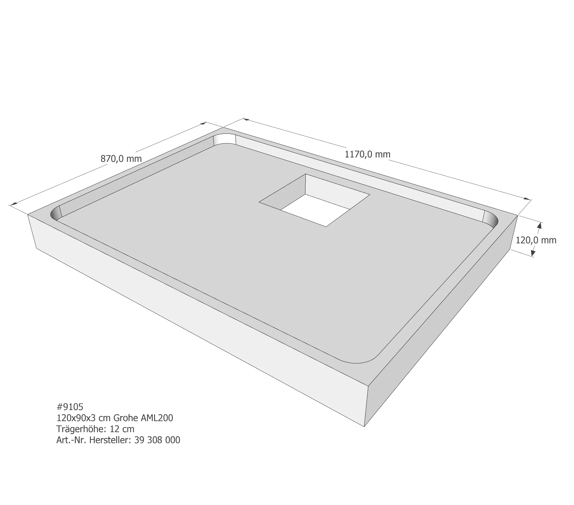 Duschwannenträger für Grohe Acryl Duschwanne 120 × 90 × 3 cm Duschwannenträger für Grohe Acryl Duschwanne 120 × 90 × 3 cm