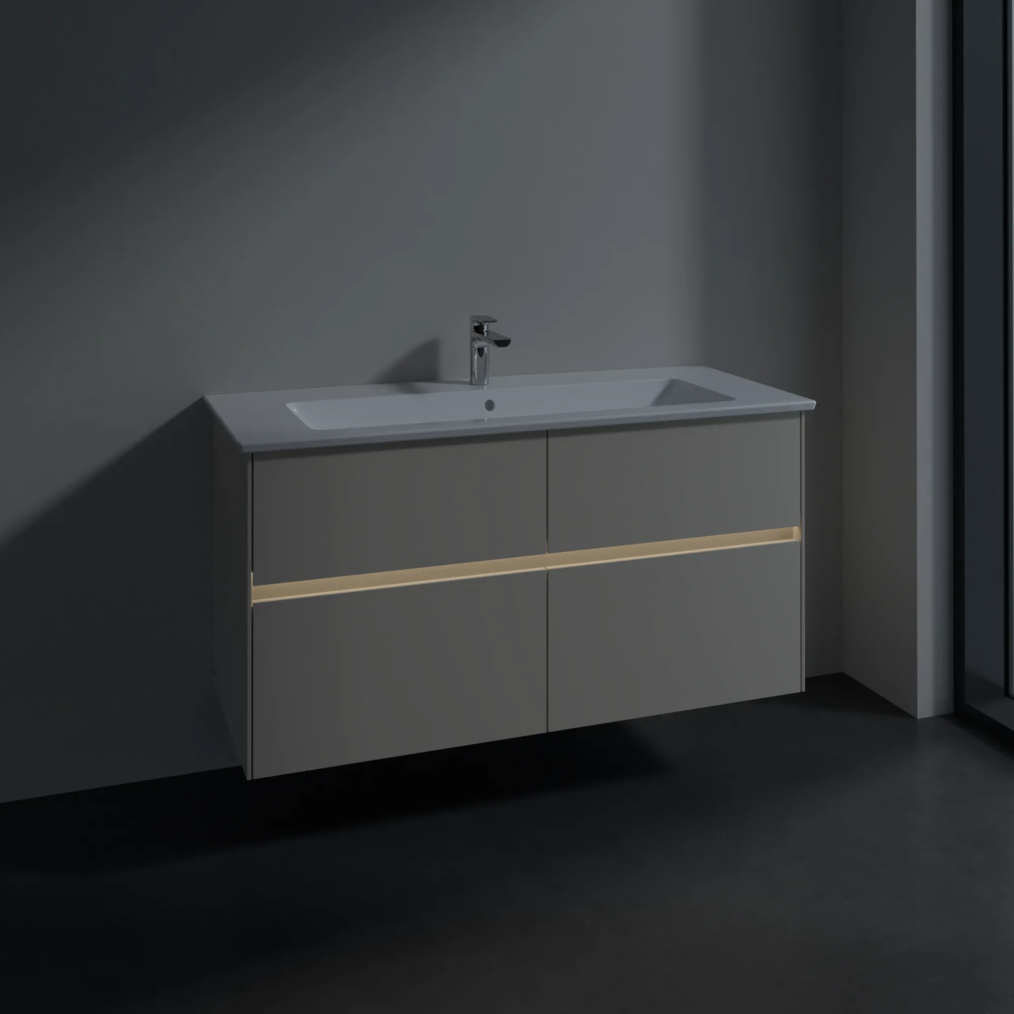 Villeroy & Boch Waschtischunterschrank „Collaro“ 1161 × 610 × 480 mm Cashmere Grey, mit Beleuchtung, für Becken mittig Villeroy & Boch Waschtischunterschrank „Collaro“ 1161 × 610 × 480 mm Cashmere Grey, mit Beleuchtung, für Becken mittig