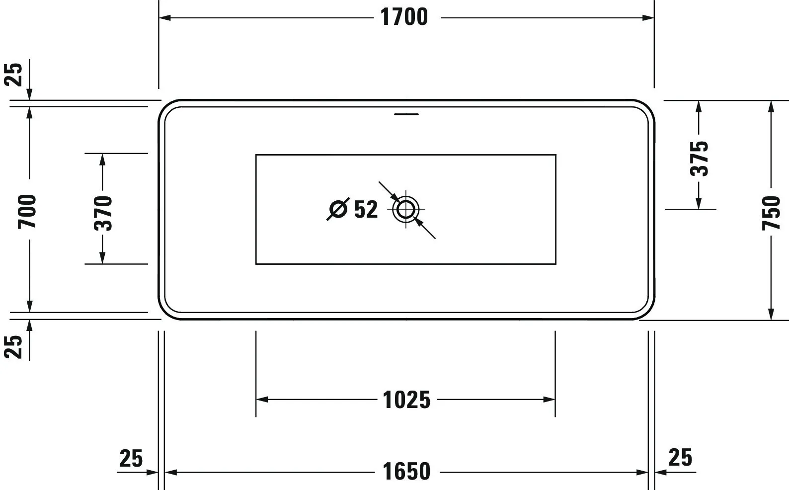 Duravit Badewanne „DuraToro“ freistehend rechteck 170 × 75 cm