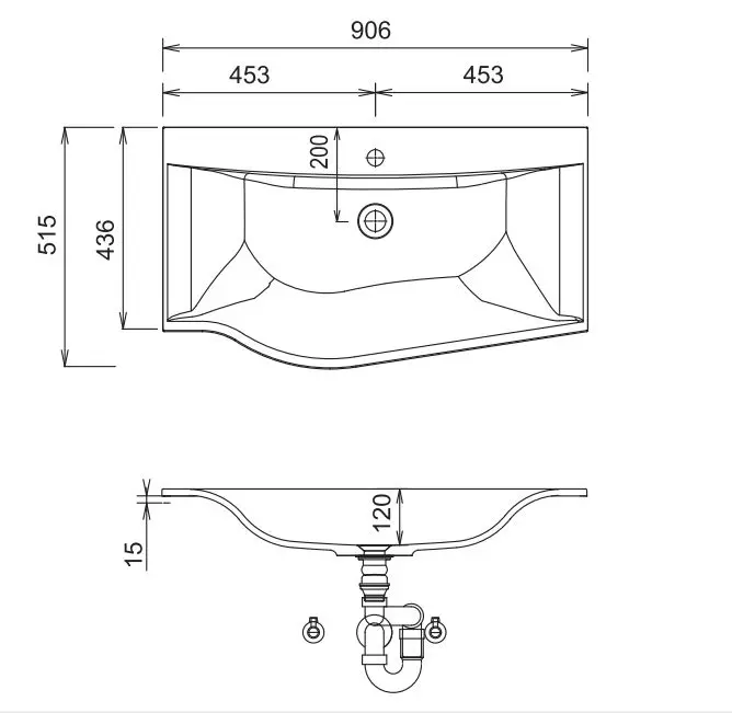 Laguna Möbelwaschtisch „Laola“ 906 × 515 × 15 mm Laguna Möbelwaschtisch „Laola“ 906 × 515 × 15 mm