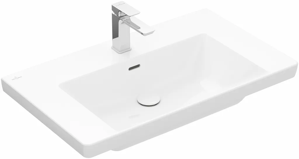 Villeroy & Boch Wandwaschtisch aus TitanCeram „Subway 3.0“ 800 × 470 × 165 mm, ohne Hahnlochbohrung in Weiß Alpin