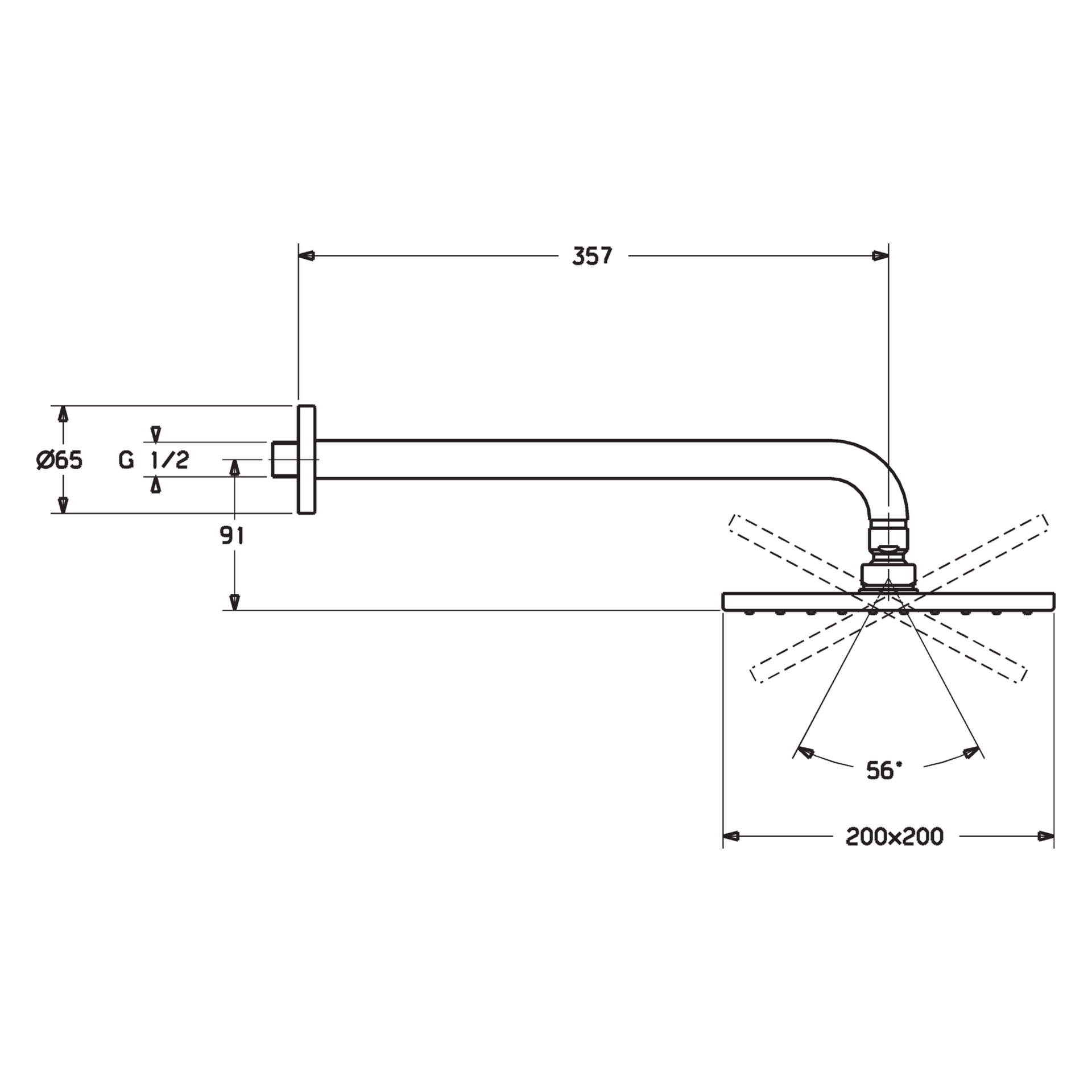 HA Kopfbrause HANSAVIVA 4426 1-strahlig 200 x 200 mm Ausladung 357 mm DN15 Chrom