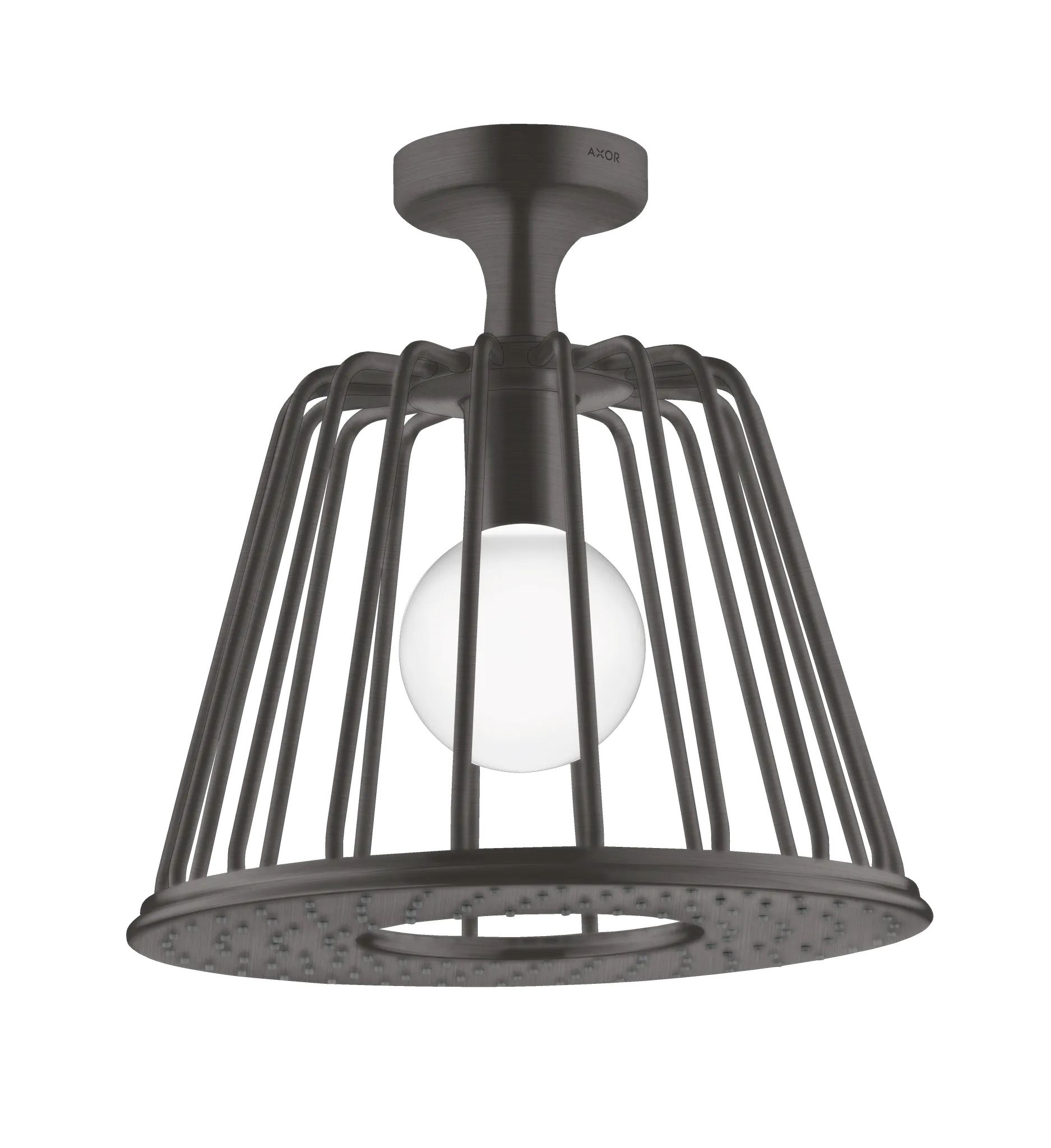 Hansgrohe AXOR LampShower/Nendo Kopfbrause mit Deckenanschluss, Brushed Black Chrome, 275 mm, Rain Strahl, integrierte LED-Beleuchtung Hansgrohe AXOR LampShower/Nendo Kopfbrause mit Deckenanschluss, Brushed Black Chrome, 275 mm, Rain Strahl, integrierte LED-Beleuchtung