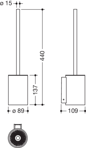 HEWI Toilettenbürstengarnitur „System 900“ 8,9 × 44 cm