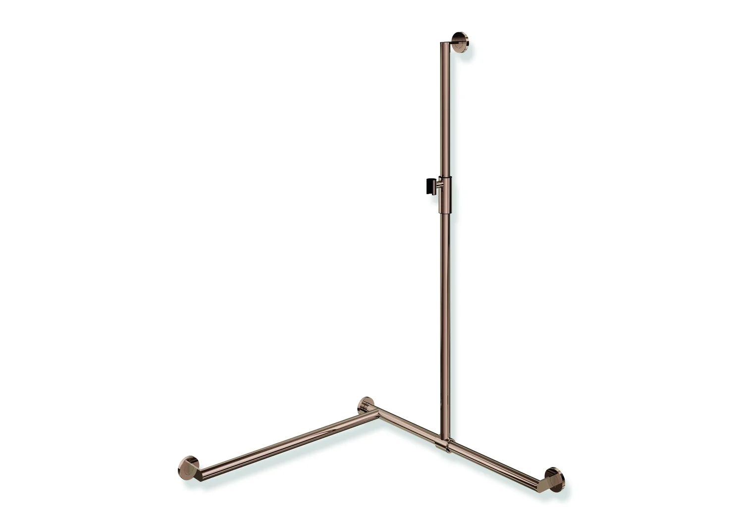 HEWI Duschhandlauf System 900, PVD-beschichtet Kupfer glänzend, verschiebbare Brausehalterstange, 32 mm Durchmesser, 1250 mm senkrecht, 765 mm waagerecht (Eckmontage), links HEWI Duschhandlauf System 900, PVD-beschichtet Kupfer glänzend, verschiebbare Brausehalterstange, 32 mm Durchmesser, 1250 mm senkrecht, 765 mm waagerecht (Eckmontage), links