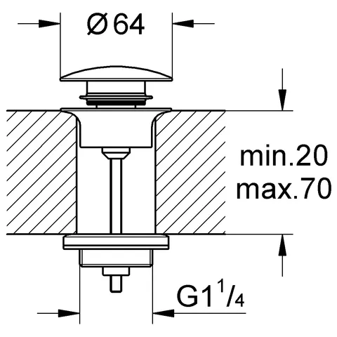 Ablaufgarnitur 65807, mit Klickverschluss, herausnehmbarer Stopfen, verschließbar, chrom