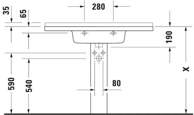 Wandwaschtisch „Starck 3“, mit Überlauf, Hahnlochposition mittig Wandwaschtisch „Starck 3“, mit Überlauf, Hahnlochposition mittig