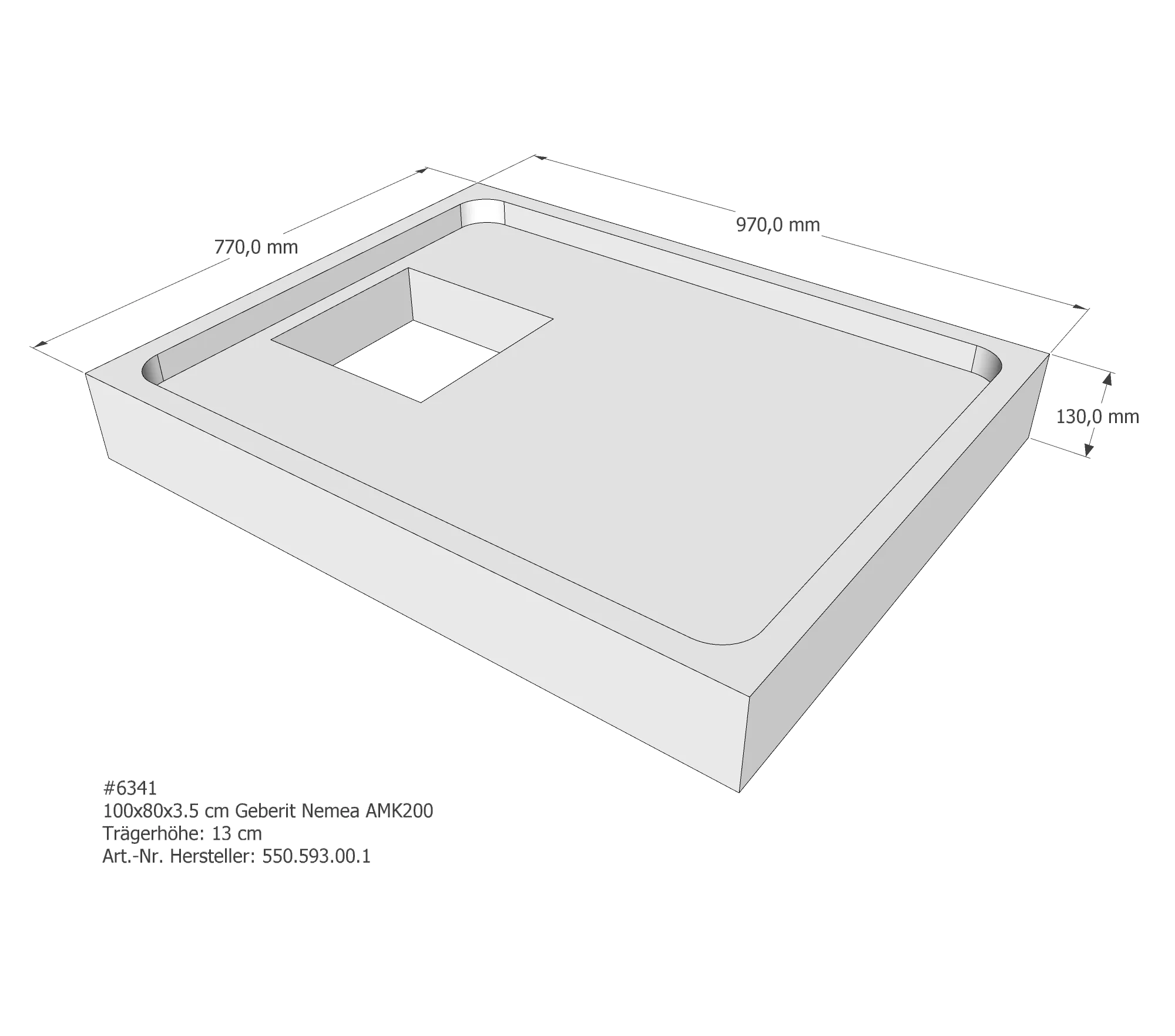 Duschwannenträger passend für Geberit Nemea 100 × 80 × 3,5 cm