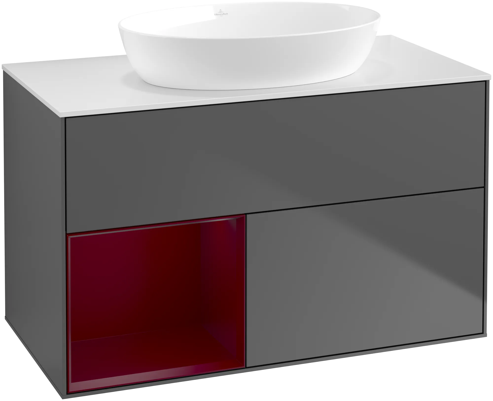 Villeroy & Boch Waschbeckenunterschrank Finion FA1, 1000 x 603 x 501 mm, anthrazit matt lackiert / peonie matt lackiert / glass white matt