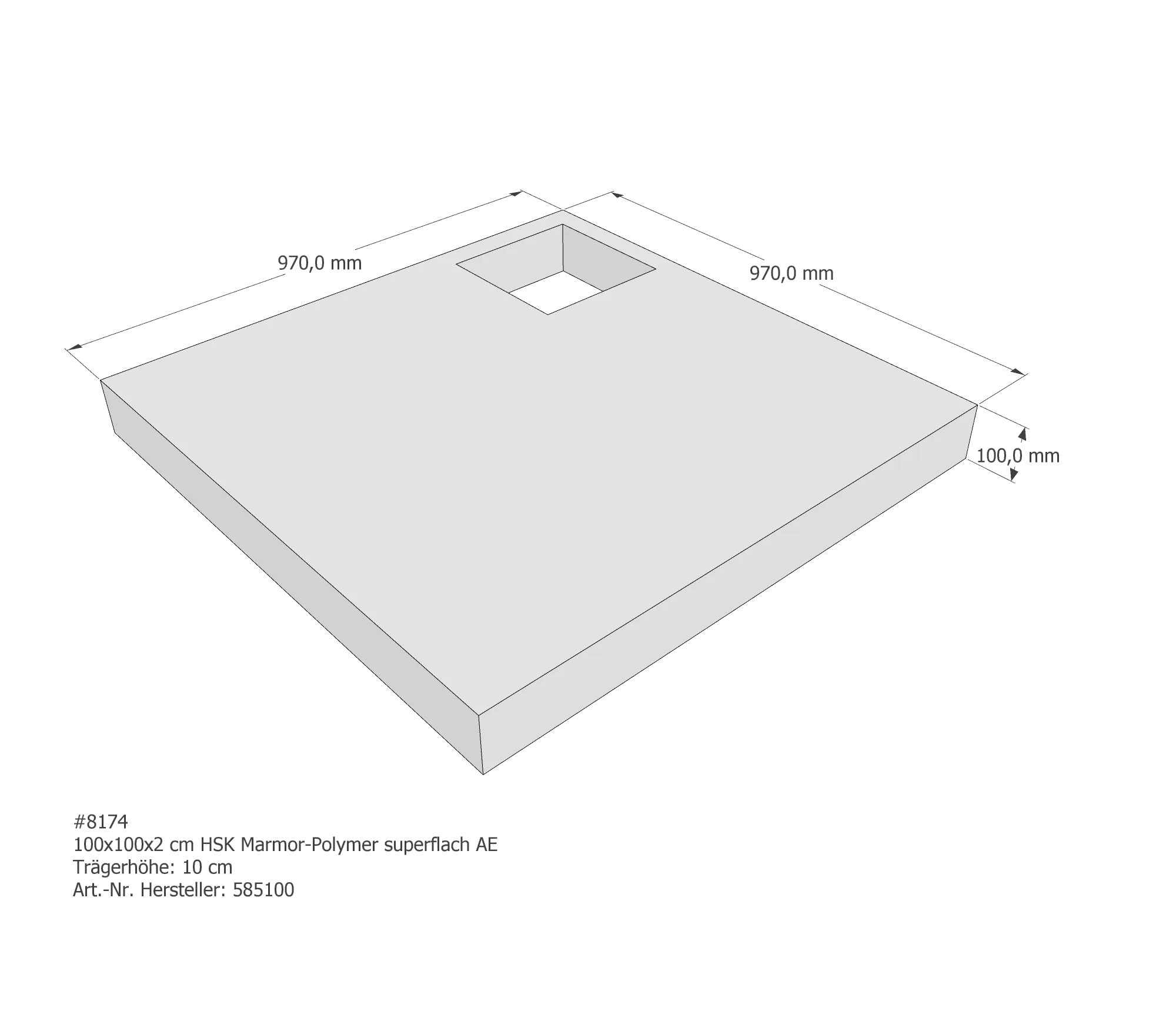 Duschwannenträger passend für HSK Marmor-Polymer superflach 100 × 100 × 2 cm Duschwannenträger passend für HSK Marmor-Polymer superflach 100 × 100 × 2 cm