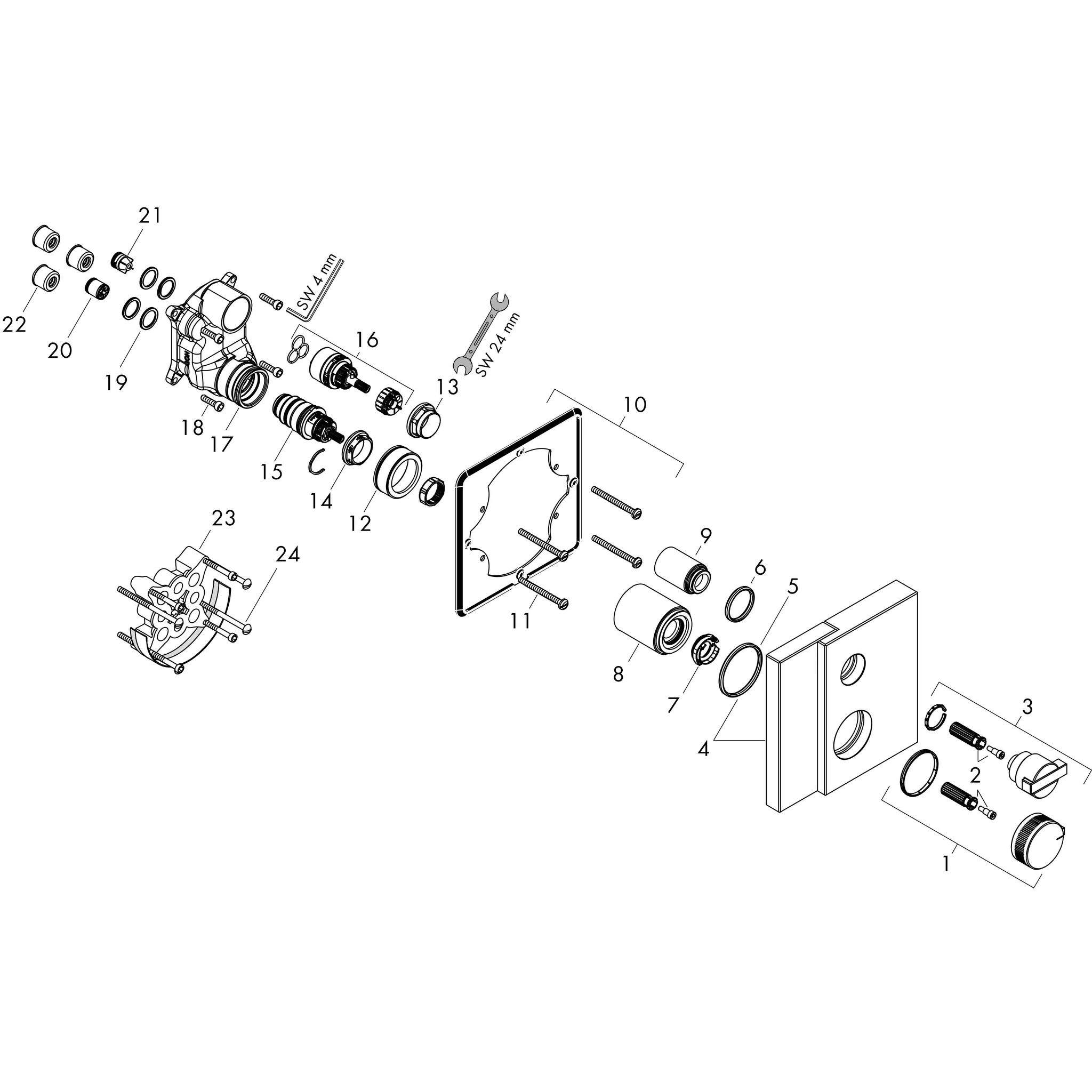 Thermostat UP Axor Edge F-Set Diamantschliff chr.m.Absperr-u.Umstellv. Thermostat UP Axor Edge F-Set Diamantschliff chr.m.Absperr-u.Umstellv.
