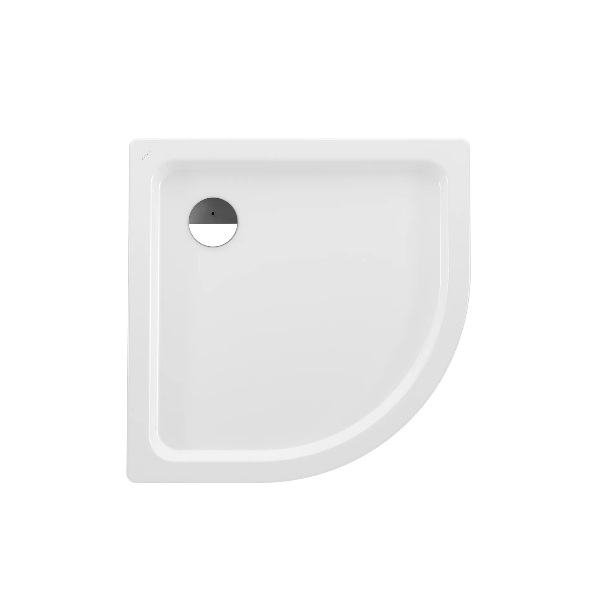 Laufen eck Duschwanne „Platina“ 900 × 900 mm ohne Oberflächenbeschichtung, in Weiß